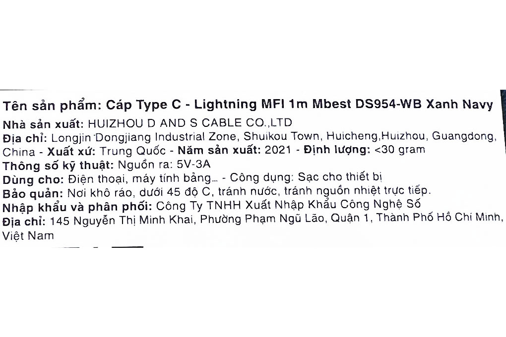 Cáp Type C - Lightning MFI 1m Mbest DS954