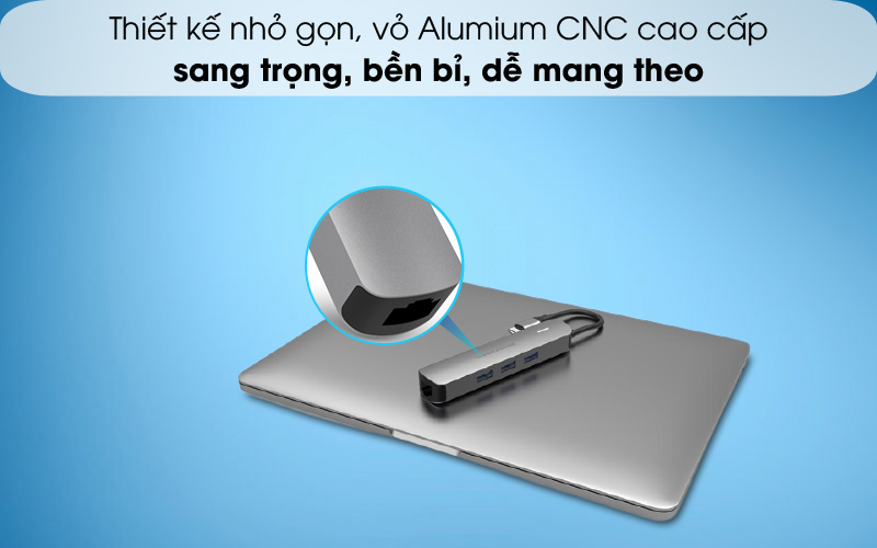 Nhỏ gọn, sang trọng - Adapter chuyển đổi USB C 6 in 1 HyperDrive HD233B Xám Nhỏ gọn, sang trọng - Adapter chuyển đổi USB C 6 in 1 HyperDrive HD233B Xám