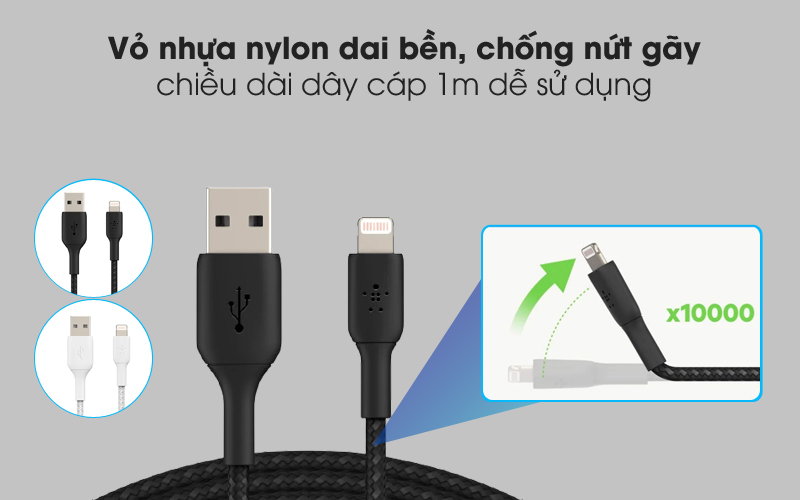 Bền tốt, tiện dụng - Cáp Lightning MFI 1m Belkin CAA002 Bền tốt, tiện dụng - Cáp Lightning MFI 1m Belkin CAA002