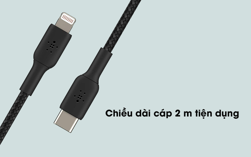 Cáp Type C - Lightning MFI 2m Belkin CAA004 - Tiện lợi khi dùng ở nơi cách xa nguồn điện nhờ chiều dài dây 2 m