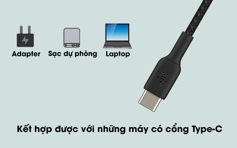 Cáp Type C - Lightning MFI 2m Belkin CAA004 - Kết hợp được với những máy hỗ trợ cổng Type-C