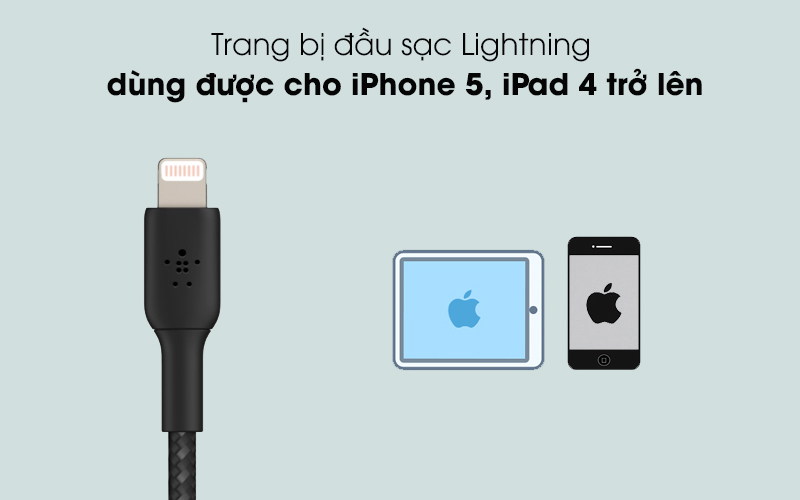 Cáp Type C - Lightning MFI 2m Belkin CAA004 - Phù hợp với các dòng máy Apple