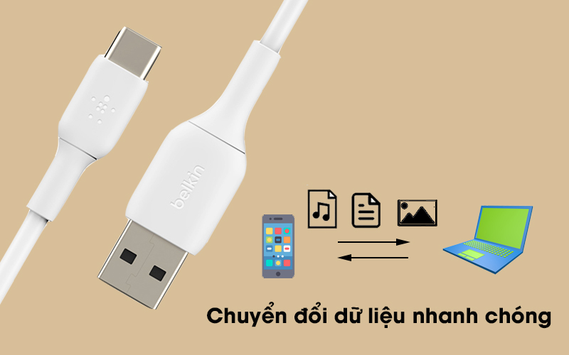 Cáp Type C 2m Belkin CAB001 - Truyền tải dữ liệu vào và ra với tốc độ cao, đường truyền ổn định, tin cậy