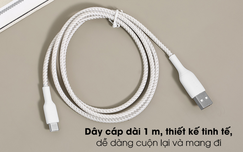 Cáp Type C 1m Belkin CAB002 - Có vẻ ngoài sang trọng, chắc chắn, dây dài 1 m