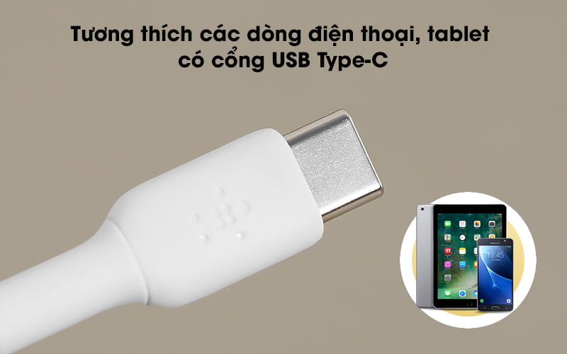 Cáp Type C 1m Belkin CAB002 - Tích hợp đầu USB Type-C