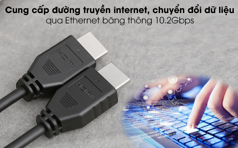 Cáp HDMI 2.0 Tròn 5m Belkin F3Y02 đen - Dữ liệu chia sẻ nhanh chóng với Ethernet tốc độ đến 10.2Gbps