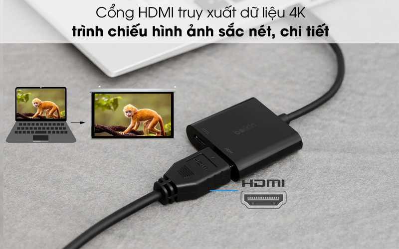 Trình chiếu chất lượng cao - Adapter chuyển đổi Type C - HDMI Belkin AVC002 Đen Trình chiếu chất lượng cao - Adapter chuyển đổi Type C - HDMI Belkin AVC002 Đen