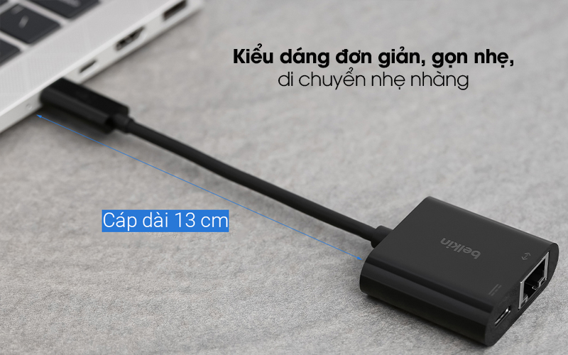 Adapter chuyển đổi Type C - Gigabit Ethernet Belkin INC001 Đen - Thiết kế năng động, màu đen thời thượng