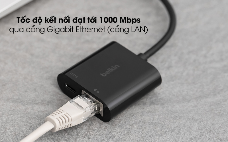 Adapter chuyển đổi Type C - Gigabit Ethernet Belkin INC001 Đen - Trải nghiệm internet mượt mà