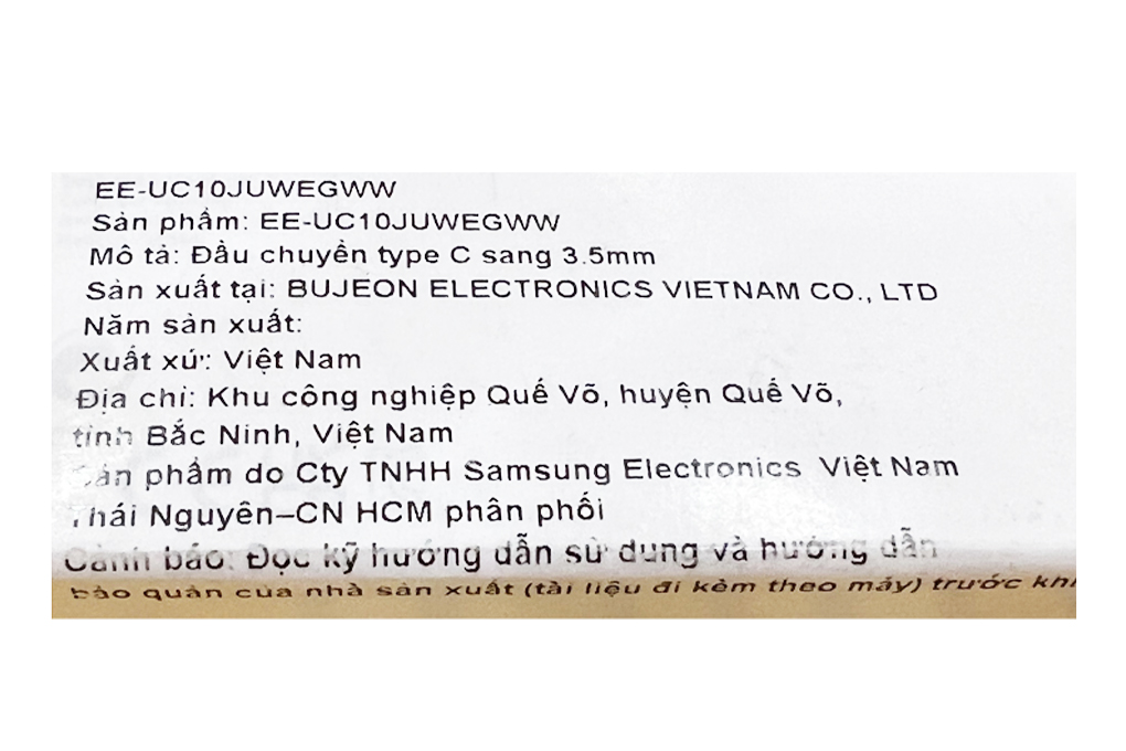Cáp chuyển đổi Type C sang 3.5mm Samsung EE-UC10JUW Trắng