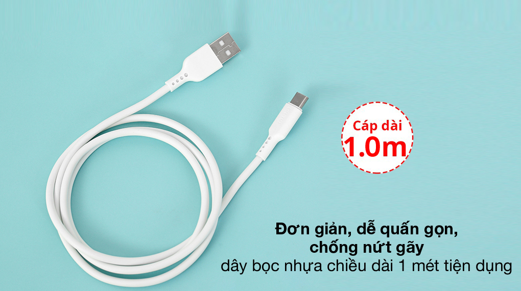 Đơn giản, tiện dụng - Cáp Type C 1m Hydrus DR-T01