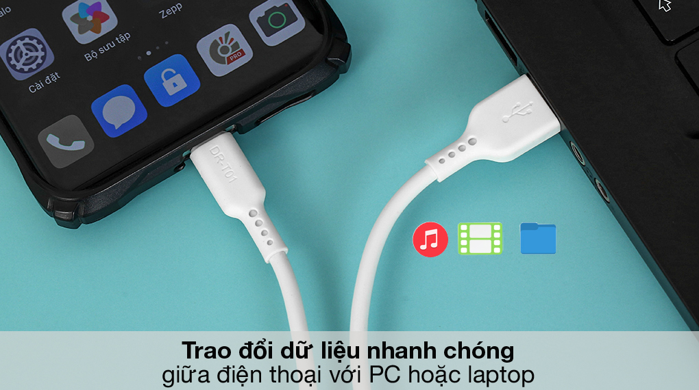 Sao chép dữ liệu - Cáp Type C 1m Hydrus DR-T01