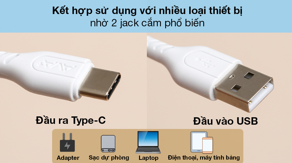 Cáp Type C AVA+ DS07 - Kết nối đa dạng với đầu cắm USB và Type-C