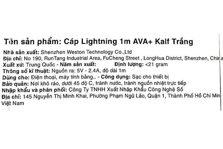 Cáp sạc và truyền dữ liệu USB-A - Lightning 12W 1m AVA+ Kalf Màu Trắng