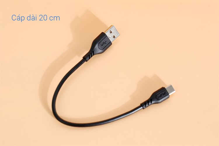 Cáp sạc và truyền dữ liệu USB-A - Type-C 15W 0.2m AVA+ DS06C Màu Đen