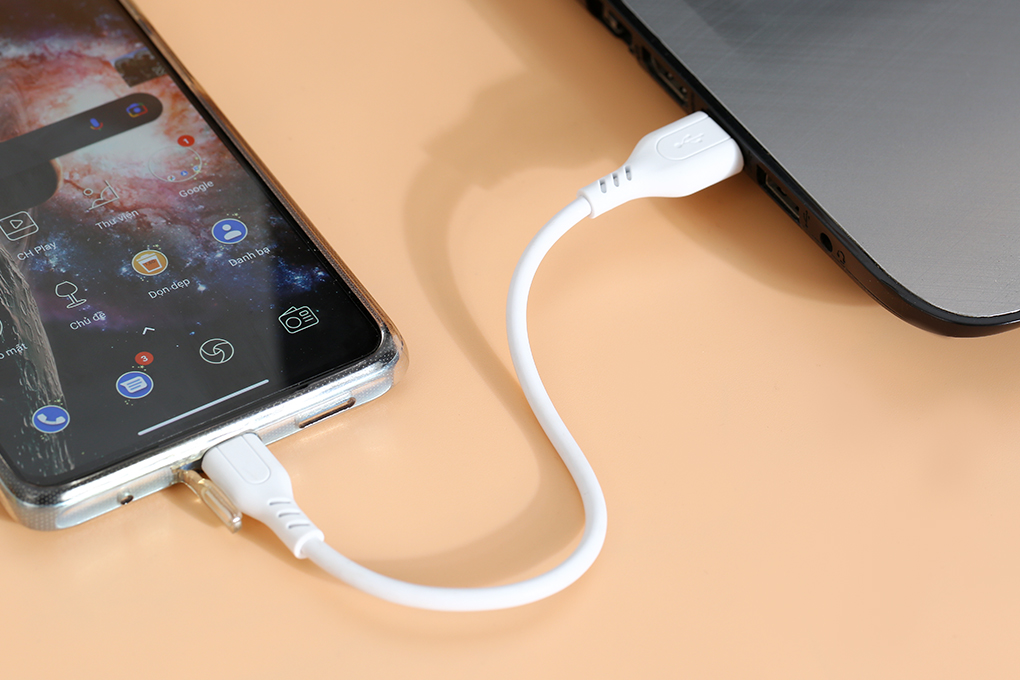 Cáp sạc và truyền dữ liệu USB-A - Type-C 15W 0.2m AVA+ DS06C Màu Trắng