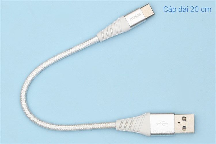 Cáp sạc và truyền dữ liệu USB-A - Type-C 15W 0.2m Xmobile TC200B Màu Trắng