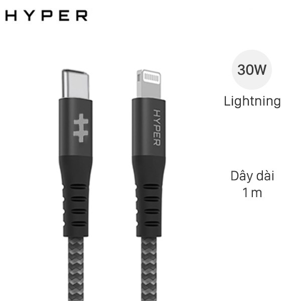 Cáp Type C - Lightning MFI 1m HyperDrive HD-CLB513 Đen