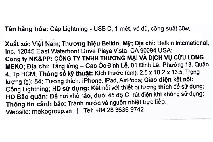 Cáp Type C - Lightning MFI 1m Playa PM1004 Màu Trắng