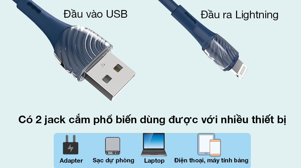 Cáp Lightning 1m Hydrus CS-C-021 - Sử dụng được với nhiều loại thiết bị khác nhau nhờ có 2 jack kết nối là Lightning và USB