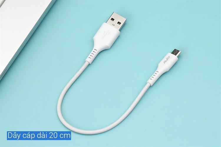 Cáp Micro USB 0.2m AVA+ HKU601 Màu Trắng