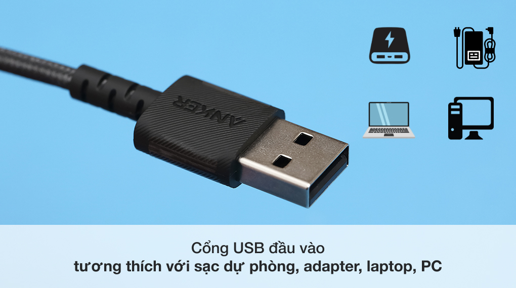 Cổng USB giúp kết nối thông dụng - Cáp Type C 0.9m Anker PowerLine Select+ A8022