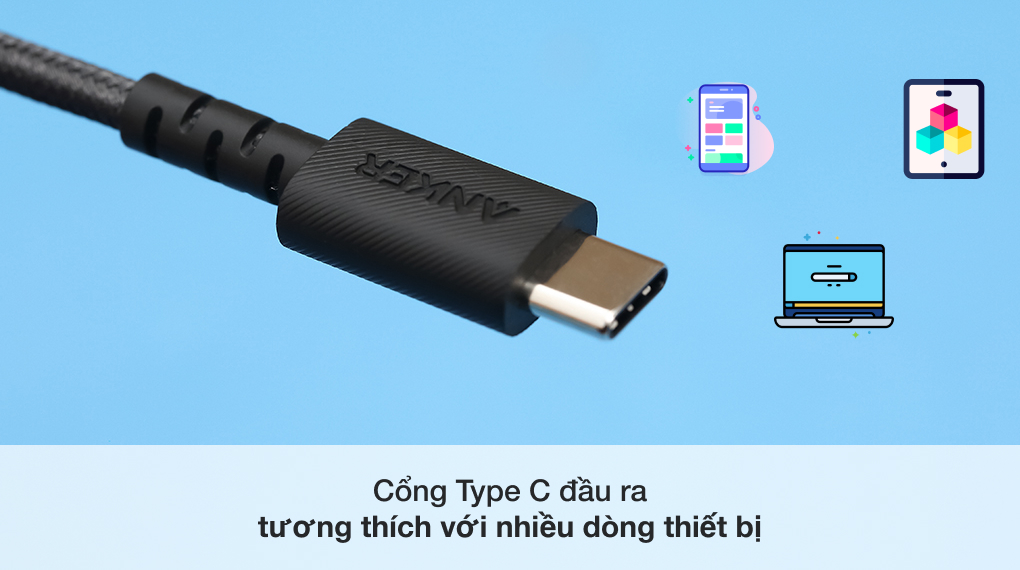 Cổng Type C tương thích với nhiều thiết bị - Cáp Type C 0.9m Anker PowerLine Select+ A8022