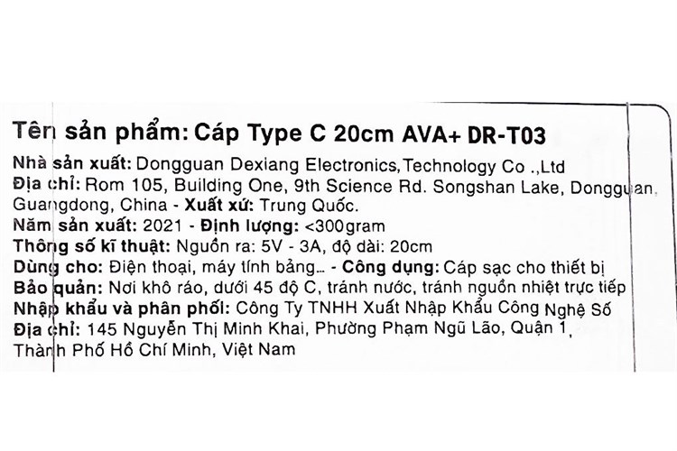 Cáp sạc và truyền dữ liệu USB-A - Type-C 15W 0.2m AVA+ DR-T03 Màu Xám