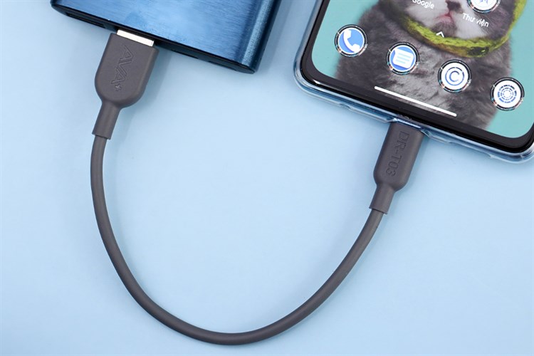 Cáp sạc và truyền dữ liệu USB-A - Type-C 15W 0.2m AVA+ DR-T03 Màu Xám