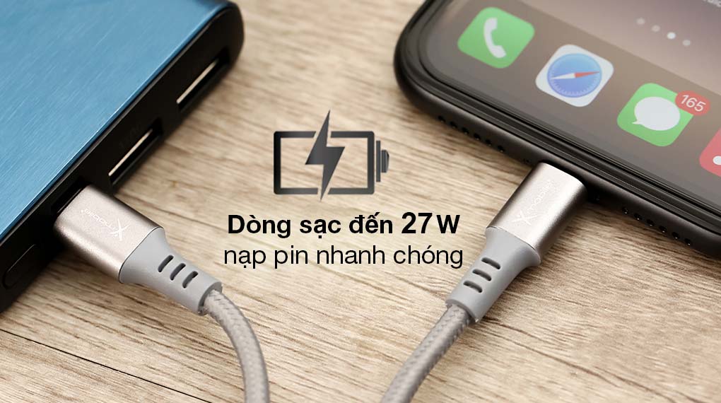 Cáp Type C - Lightning Xmobile LPDC-21 - Giảm thời gian chờ đợi với dòng sạc tối đa 27 W