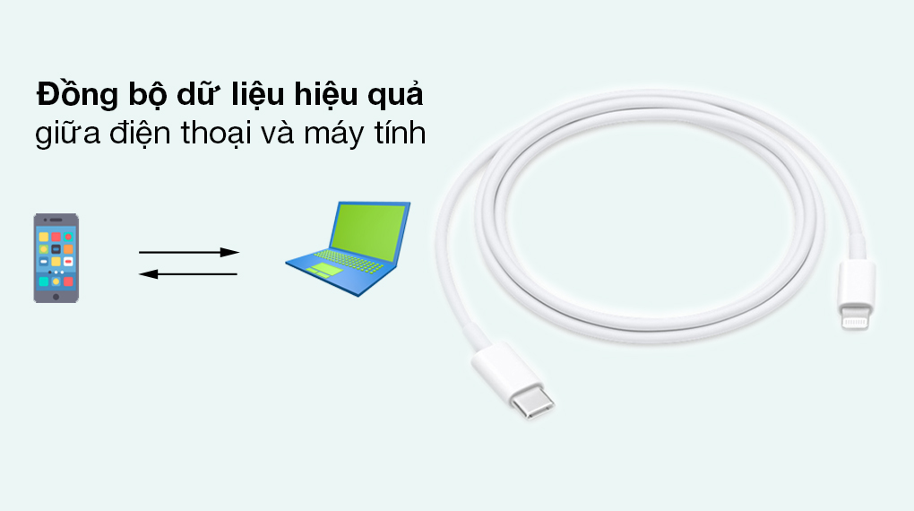 Cáp Type C - Lightning 1m Apple MM0A3 Trắng - Dễ dàng đồng bộ video, hình ảnh, tập tin giữa điện thoại, tablet và máy tính