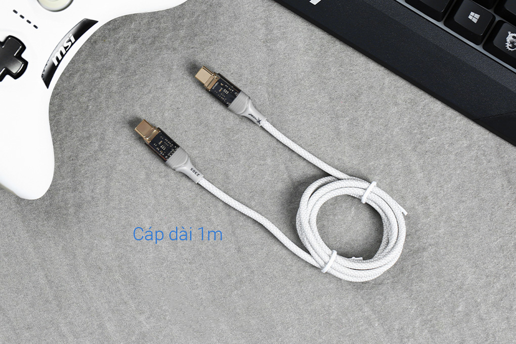 Cáp sạc nhanh và truyền dữ liệu Type C - Type C 60W 1m Xmobile DS101 Màu Xám