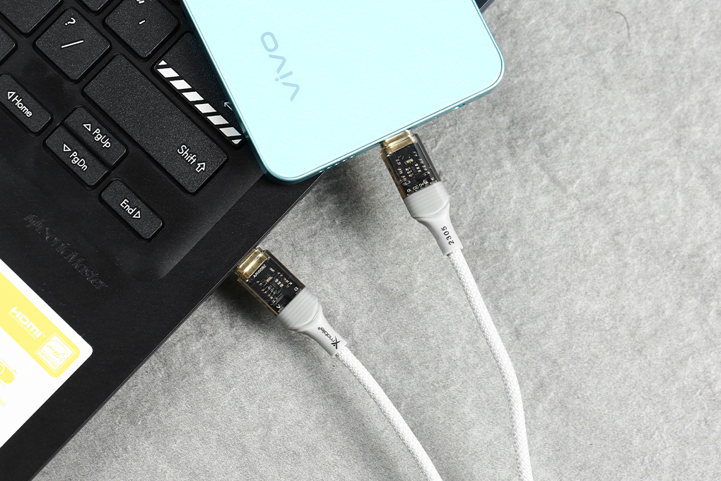 Cáp sạc nhanh và truyền dữ liệu Type C - Type C 60W 1m Xmobile DS101 Màu Xám
