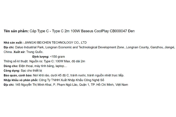 Cáp Type C - Type C 2m Baseus CoolPlay CB000047 Màu Đen