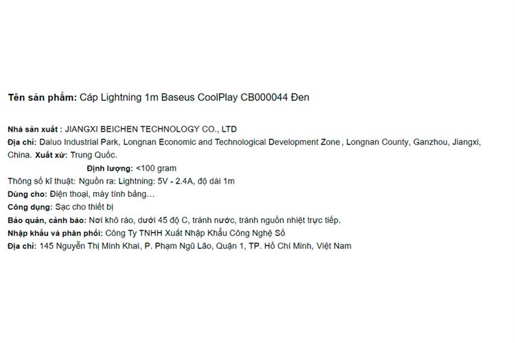 Cáp Lightning 1m Baseus CoolPlay CB000044 Màu Đen