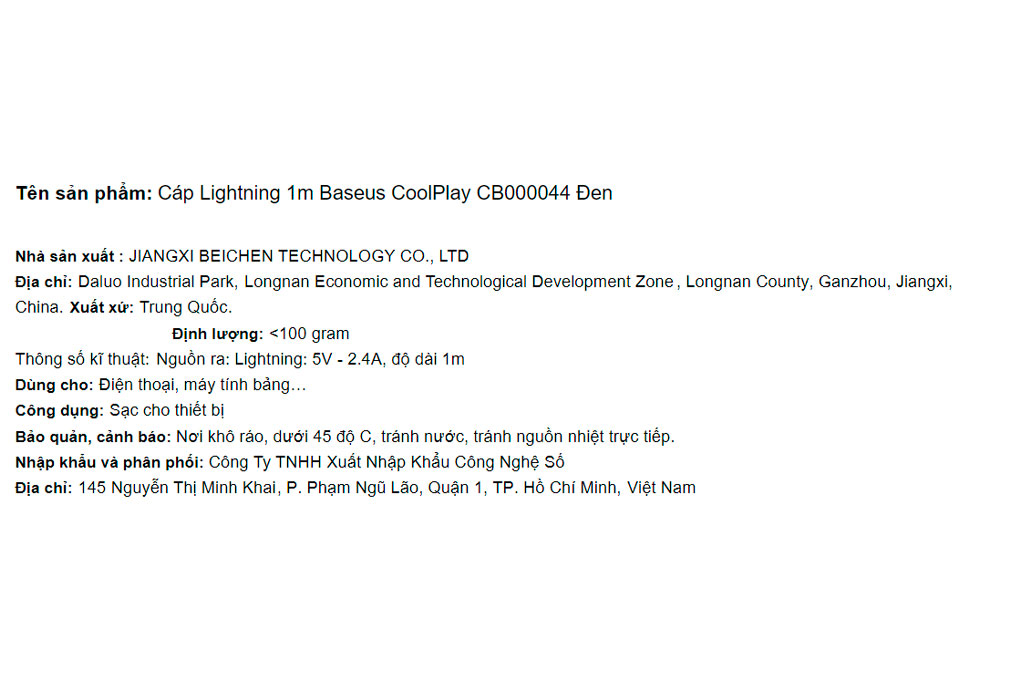 Cáp Lightning 1m Baseus CoolPlay CB000044 Màu Đen