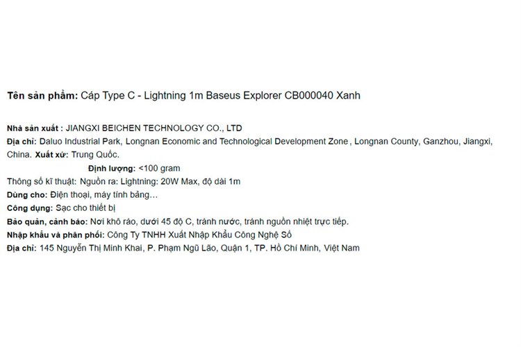 Cáp Type C - Lightning 1m Baseus Explorer CB000040 Màu Xanh da trời nhạt