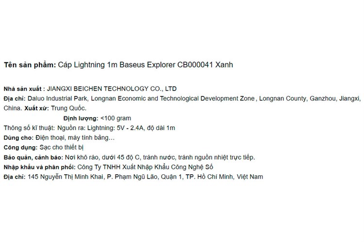 Cáp Lightning 1m Baseus Explorer CB000041 Màu Xanh da trời nhạt