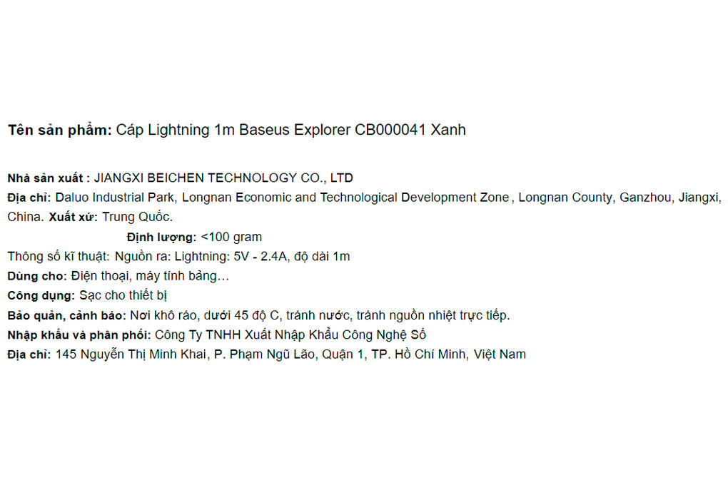 Cáp Lightning 1m Baseus Explorer CB000041 Màu Xanh da trời nhạt