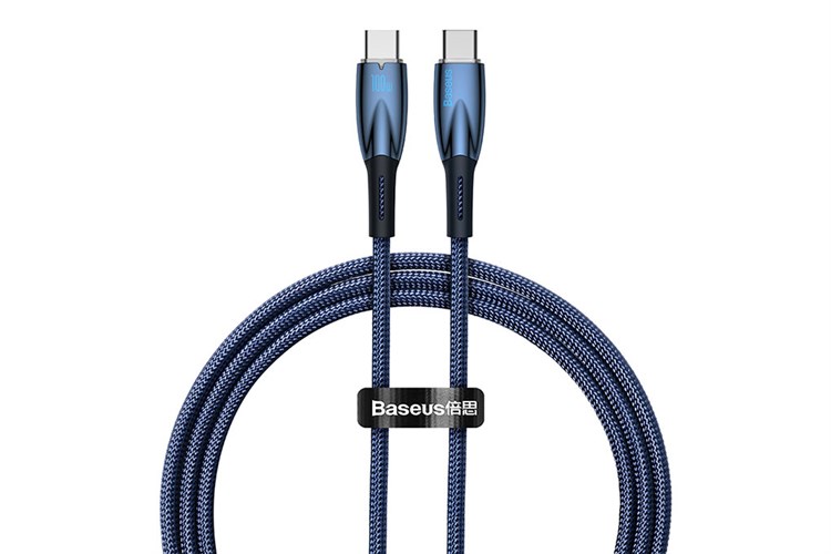 Cáp sạc nhanh và truyền dữ liệu Type-C - Type-C 100W 1m Baseus Glimmer CB000025 Màu Xanh Dương