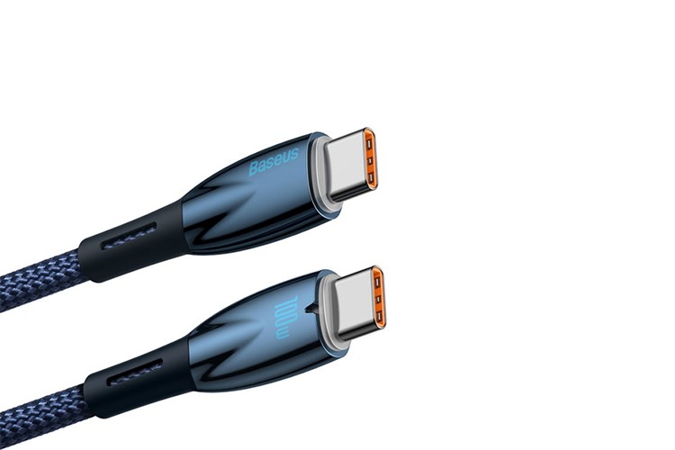 Cáp sạc nhanh và truyền dữ liệu Type-C - Type-C 100W 1m Baseus Glimmer CB000025 Màu Xanh Dương