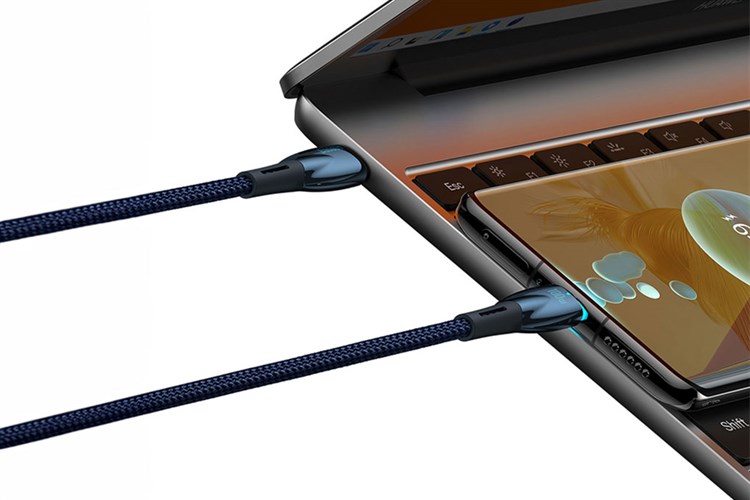 Cáp sạc nhanh và truyền dữ liệu Type-C - Type-C 100W 1m Baseus Glimmer CB000025 Màu Xanh Dương