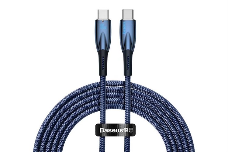 Cáp sạc nhanh và truyền dữ liệu Type-C - Type-C 100W 2m Baseus Glimmer CB000025 Màu Xanh Dương