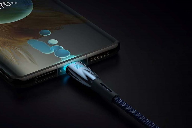 Cáp sạc nhanh và truyền dữ liệu Type-C - Type-C 100W 2m Baseus Glimmer CB000025 Màu Xanh Dương