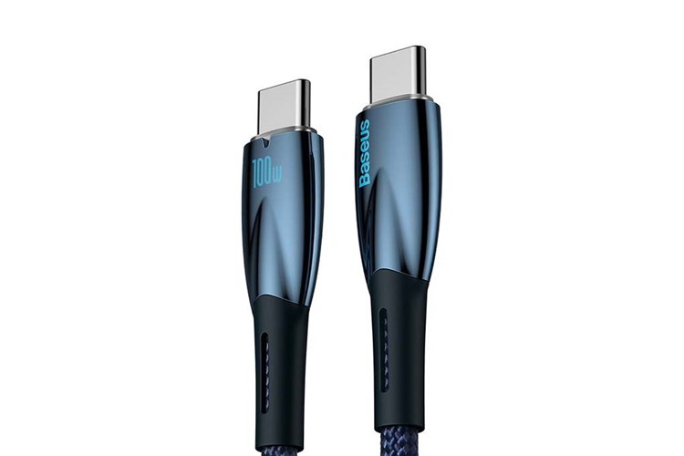 Cáp sạc nhanh và truyền dữ liệu Type-C - Type-C 100W 2m Baseus Glimmer CB000025 Màu Xanh Dương