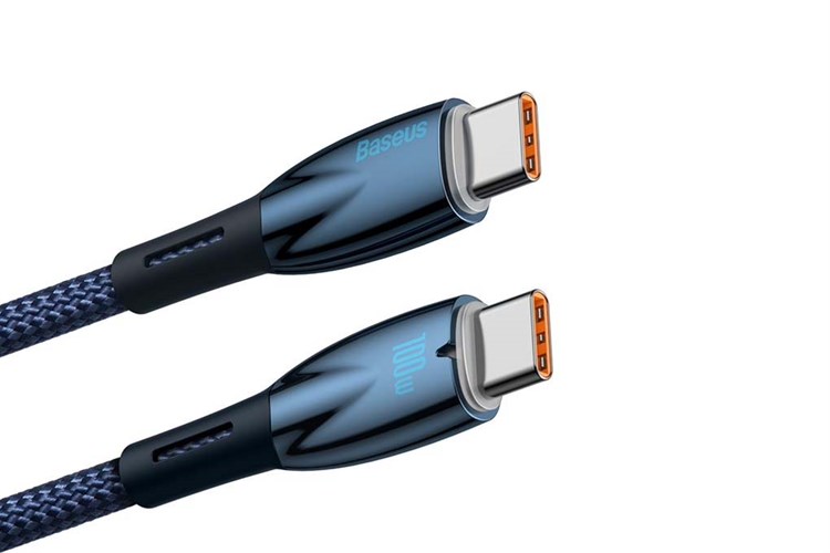 Cáp sạc nhanh và truyền dữ liệu Type-C - Type-C 100W 2m Baseus Glimmer CB000025 Màu Xanh Dương