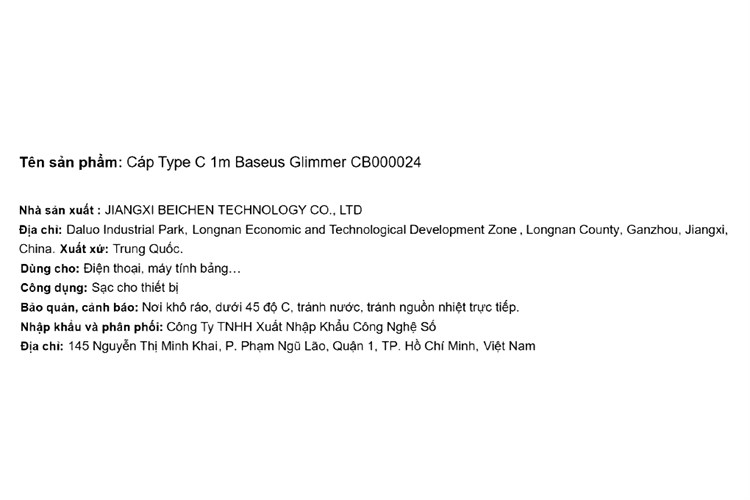 Cáp sạc và truyền dữ liệu USB-A - Type-C 15W 1m Baseus Glimmer CB000024 Màu Xanh Dương