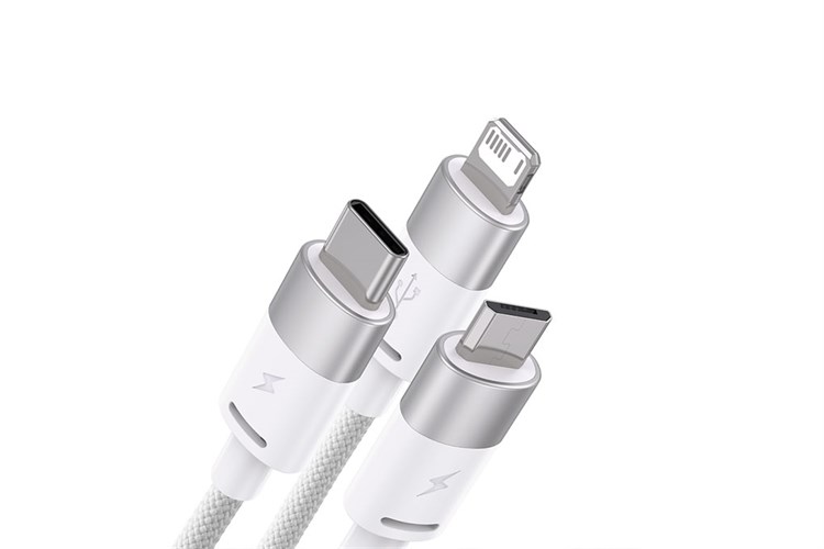 Cáp sạc và truyền dữ liệu 3 đầu USB-A - Type-C Lightning Micro USB 17.5W 1.2m Baseus StarSpeed CB000030 Màu Trắng