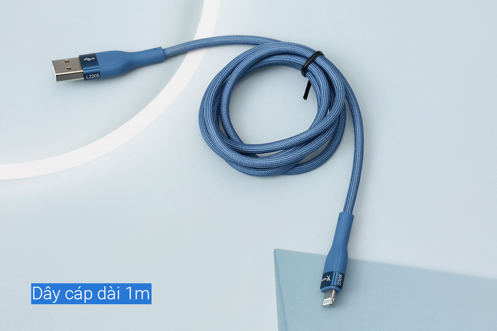 Cáp sạc và truyền dữ liệu USB-A - Lightning 12W 1m Xmobile L2205 Màu Xanh Navy