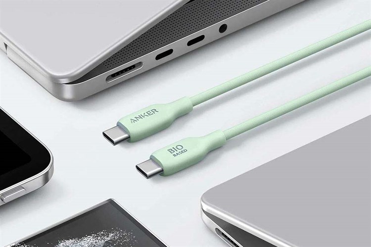 Cáp sạc nhanh và truyền dữ liệu Type-C - Type-C 140W 0.9m Anker 544 Bio A80F1 Màu Xanh mint